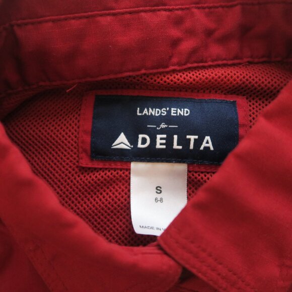 Land’s End Delta Airline Ramp Button Shirt Long Sleeve Size Small 6-8 Red - Picture 3 of 7